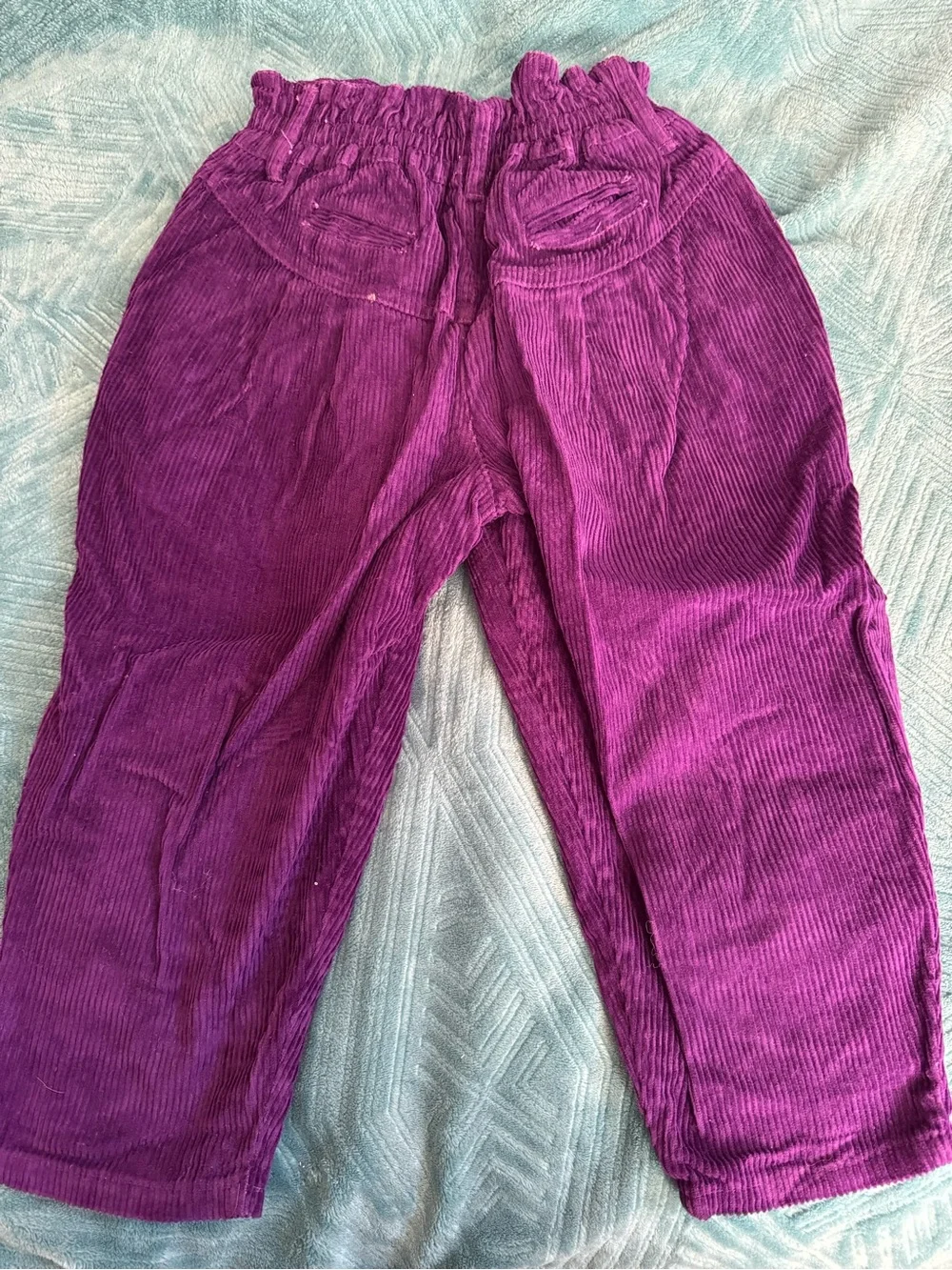 90s Kids Purple Corduroy Paperbag Waist Pants